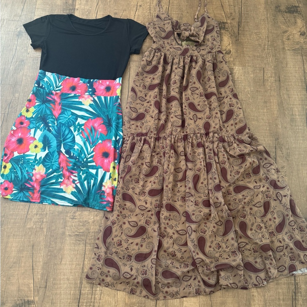 Floral Mini Dress and Paisley Maxi Dress Set